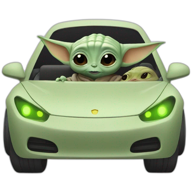 Car with baby yoda  emoji