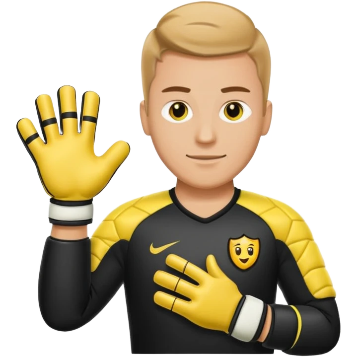 Football goalkeeper gloves with man goalkeeper and small emoji emoji