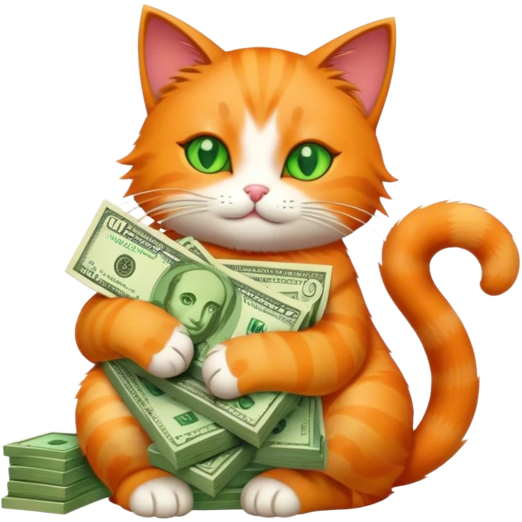 a cat hugging money emoji
