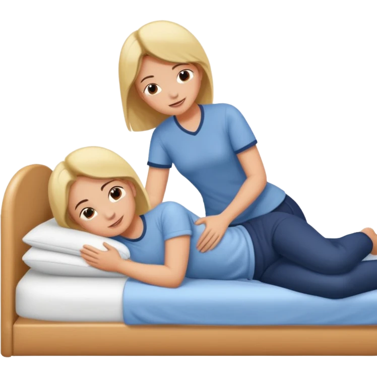 Girl massaging guy on bed emoji
