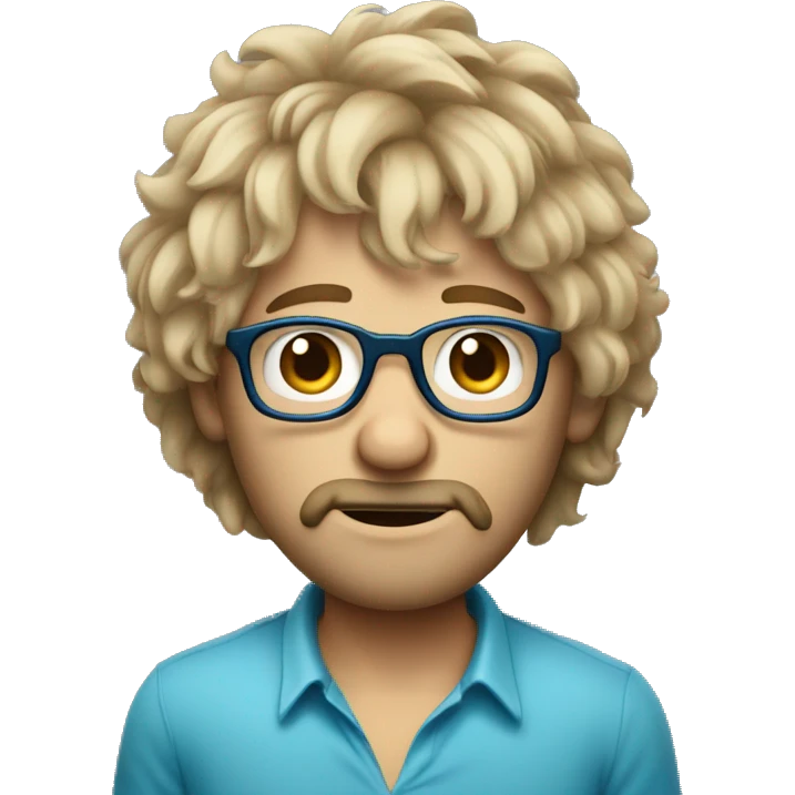 Dirty blond shaggy hair man with blue eyes and eyeglasses emoji