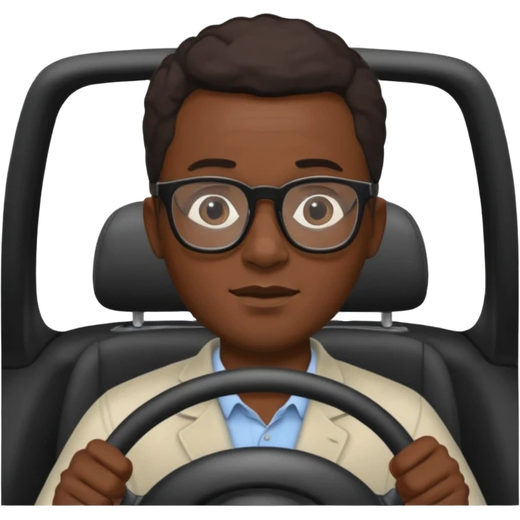 hombre negro con lentes conduciendo emoji
