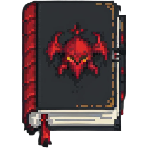 red cursed book in pixel art style emoji