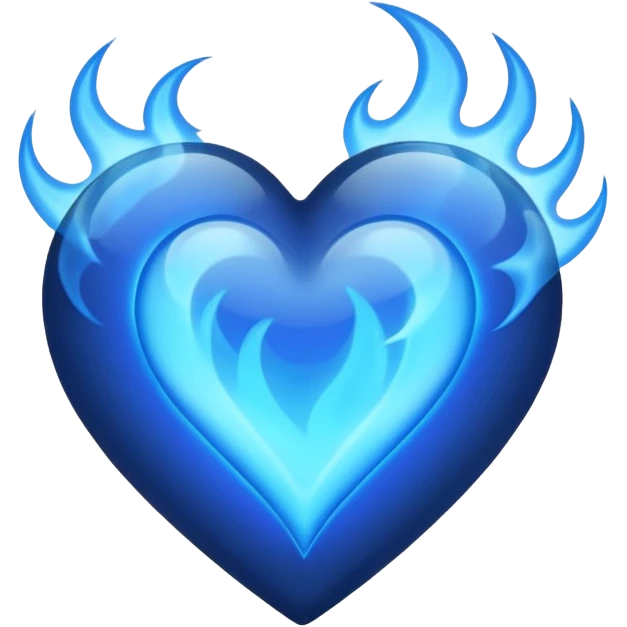 Black heart with blue flems emoji