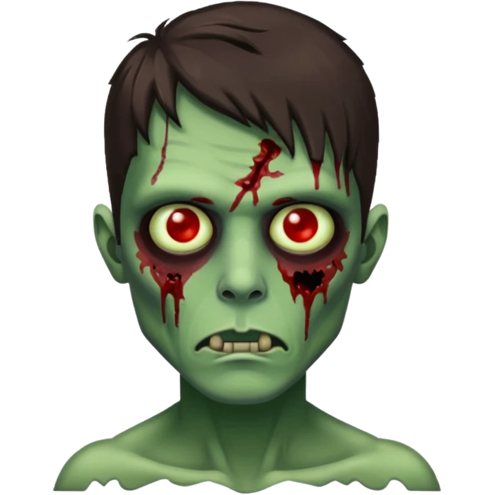 pretty brunette zombie man with green skin emoji