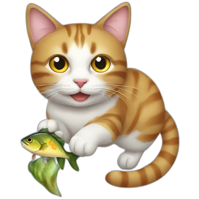 cat with caught fish emoji
