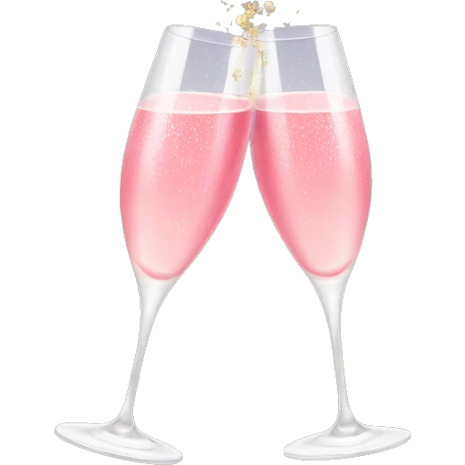 champagne glasses with pink champagne giving cheers emoji