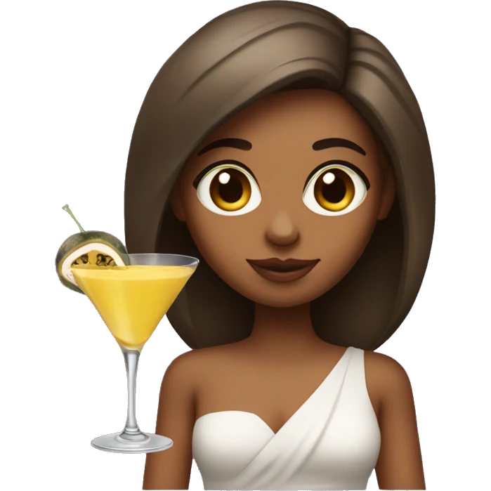 Brow haired girl holding a passionfruit Martini  emoji