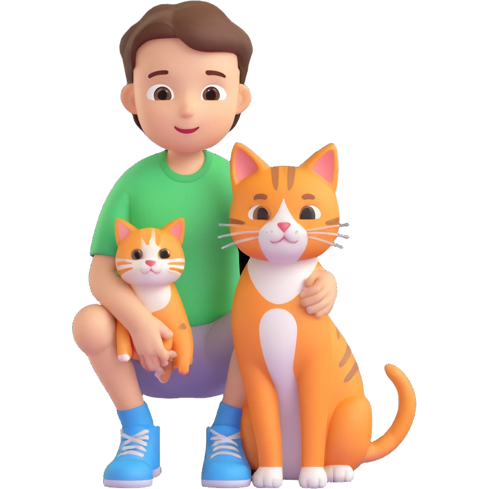 boy and cat pet emoji