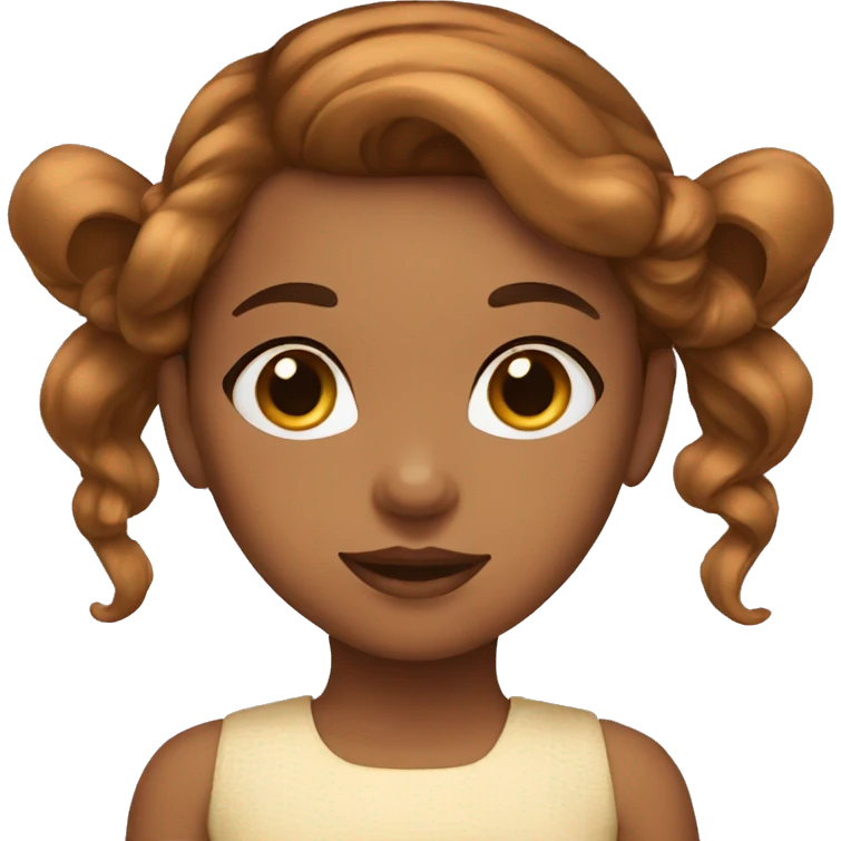 girl with honey-colored brown hair with bow and makeup emoji