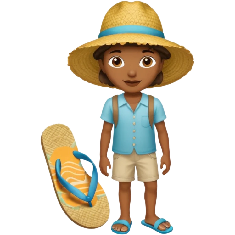 Créole réunionnais chapeau paille tong au pieds  emoji