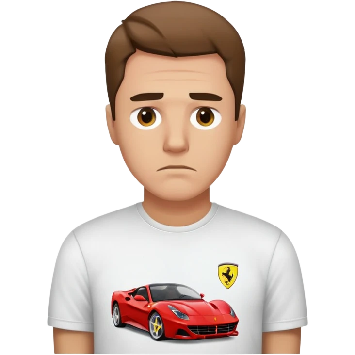 depressed man wearing a Ferrari t-shirt emoji