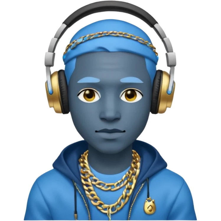 Avatar rapper with headphones blue character ' emoji