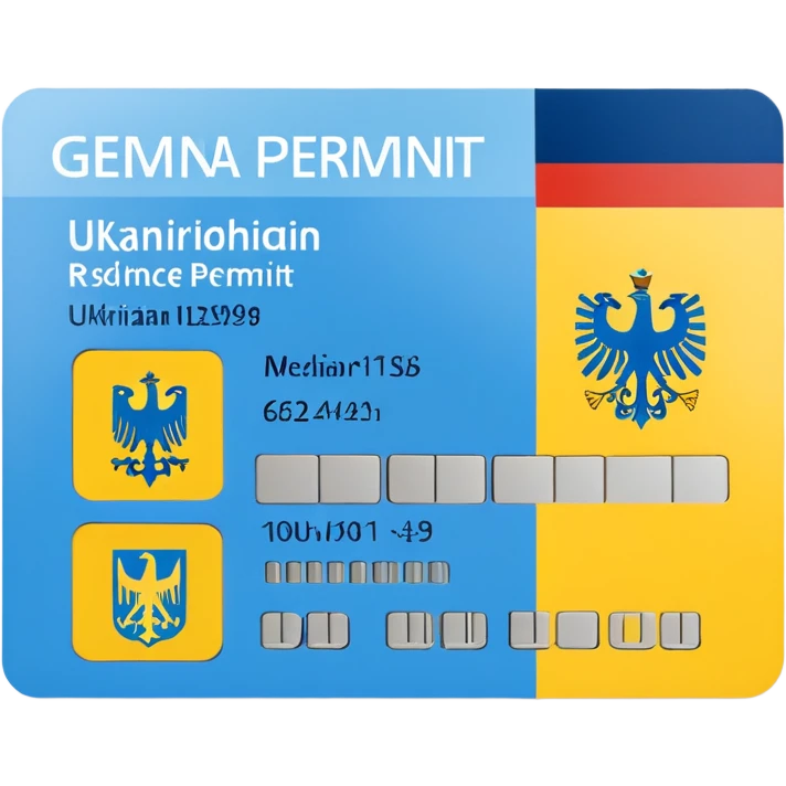 German residence permit card with Ukrainian colors emoji