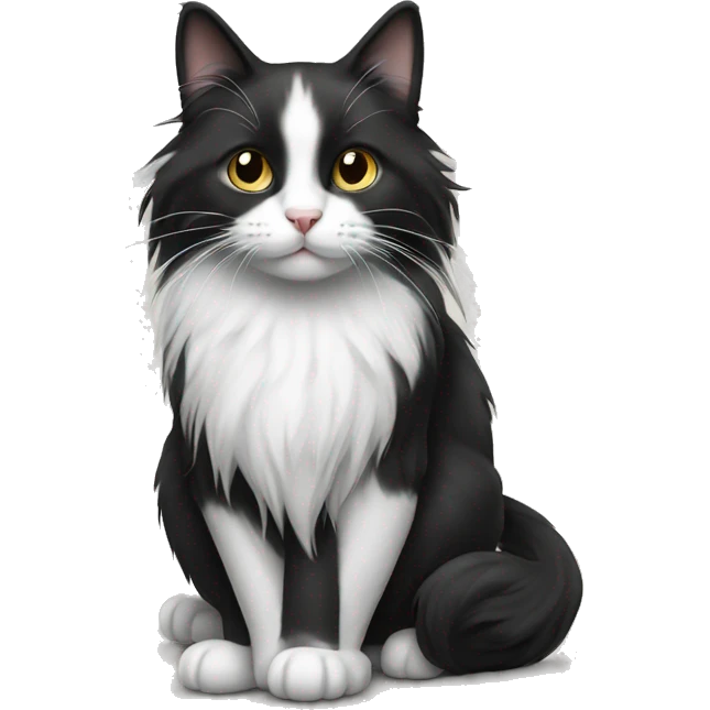 black and white cat long haired emoji
