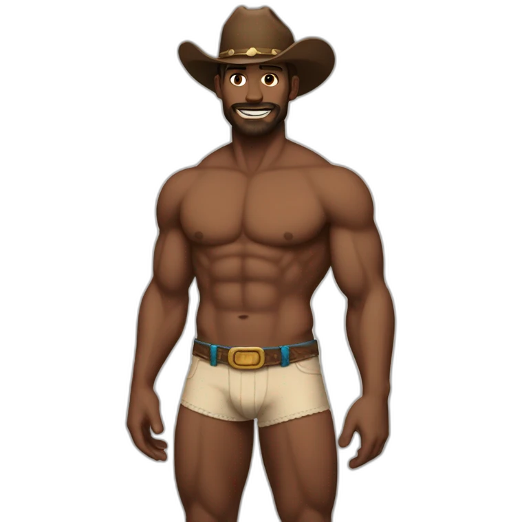 Buff cowboy in briefs emoji