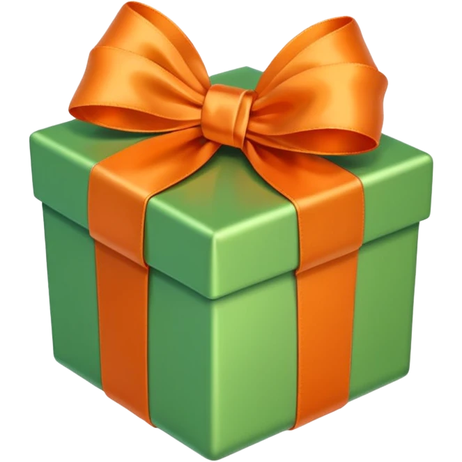 make present box in light green color with Orange bow  emoji