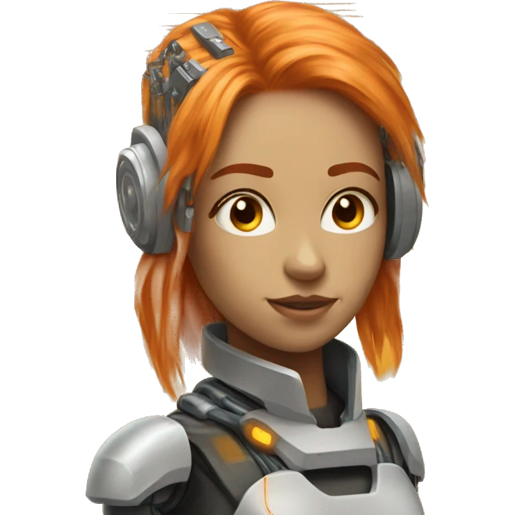 Female cyborg orange hair and circuits emoji