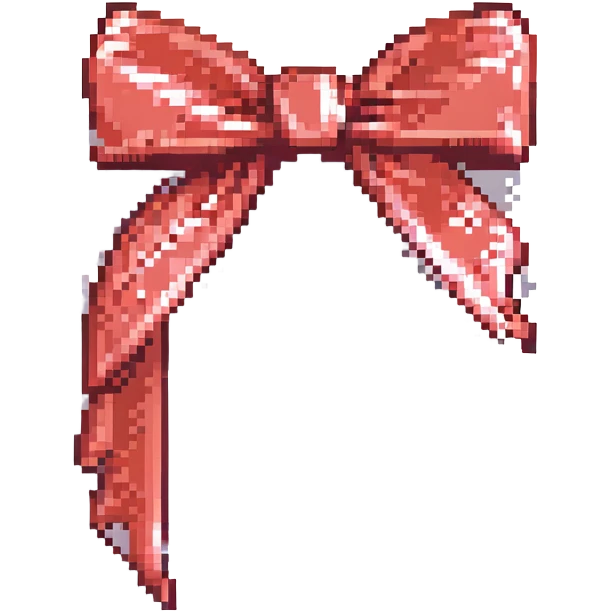 red bow, classic style pixel art emoji