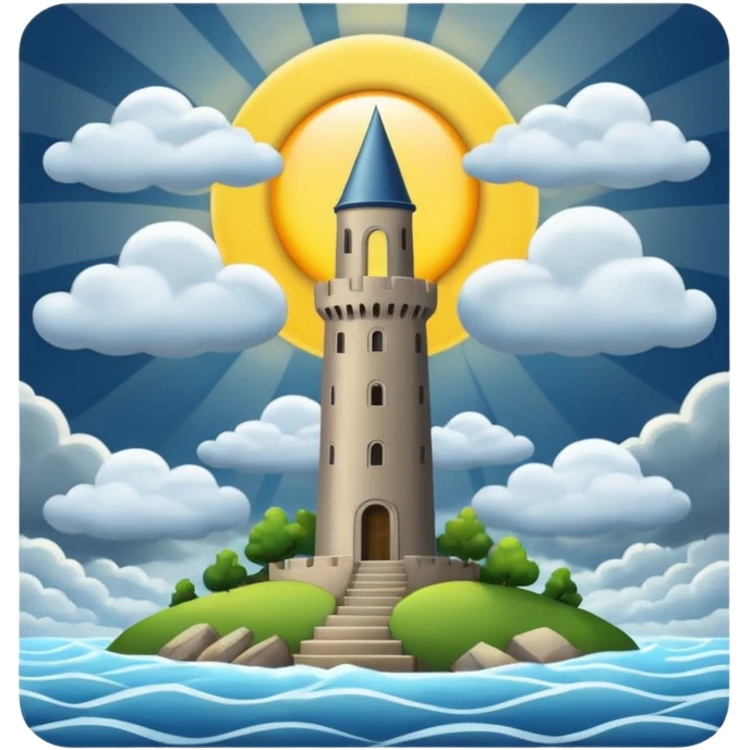 The tower tarot card lighting clouds and sun emoji