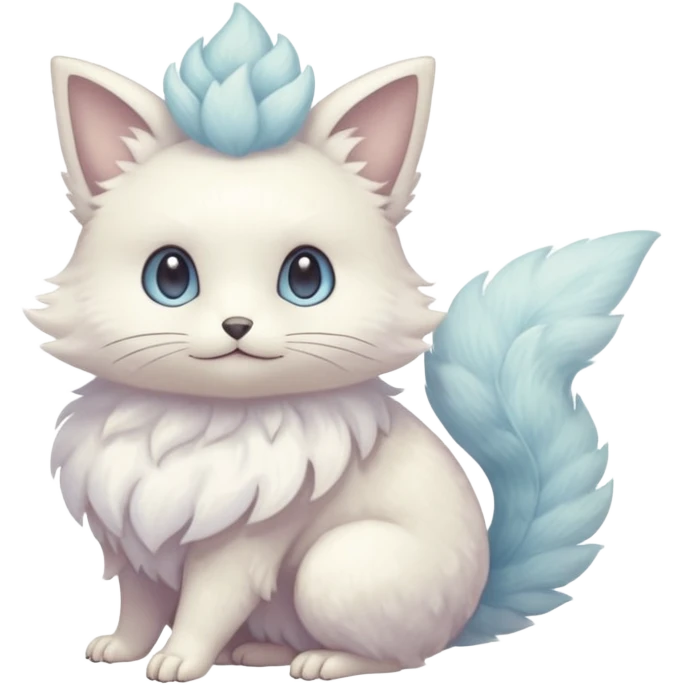 White fluffy romantic vintage antique divine beautiful elegant pretty precious cute young youthful  Fakémon-Pokémon-hybrid-creature emoji
