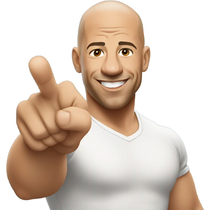 Vin Diesel pointing at the camera smiling emoji