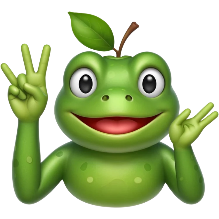 Apple frog emoji that is doing the hand sign of the deaf emoji emoji