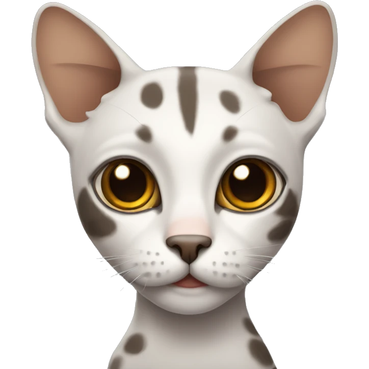 Skinny cat with brown and black patches and big eyes  emoji