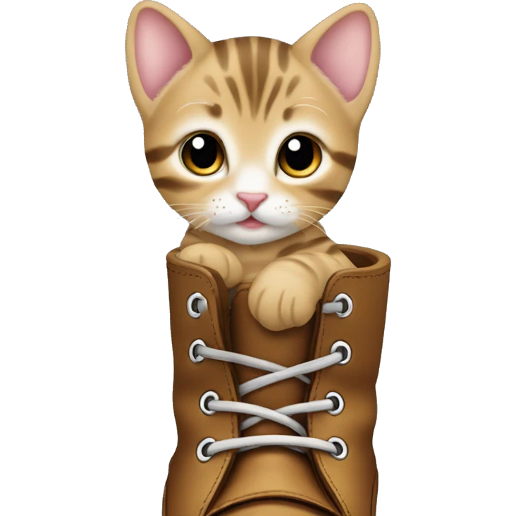 a baby tabby cat in a boot emoji