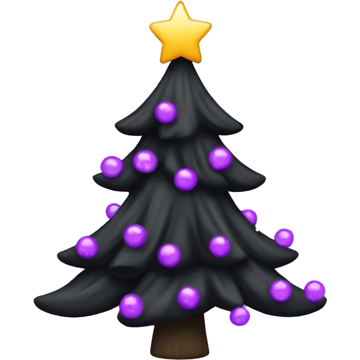 black christmas tree with purple bows emoji