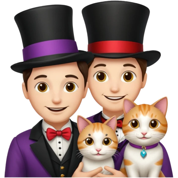 magician couple and their pet cat emoji