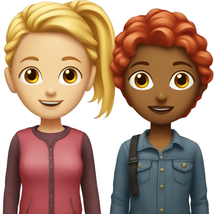 Girl with blond hair and girl with red hair emoji