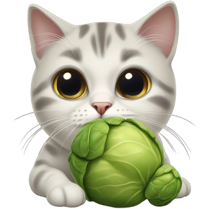 Sad cat eating Brussels sprouts emoji