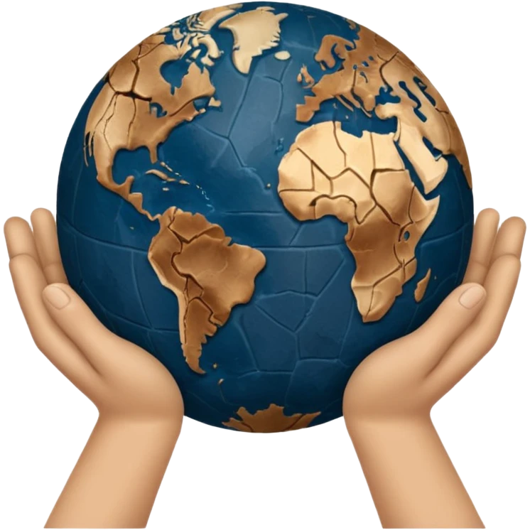 simple Beige hands holding simple earth emoji