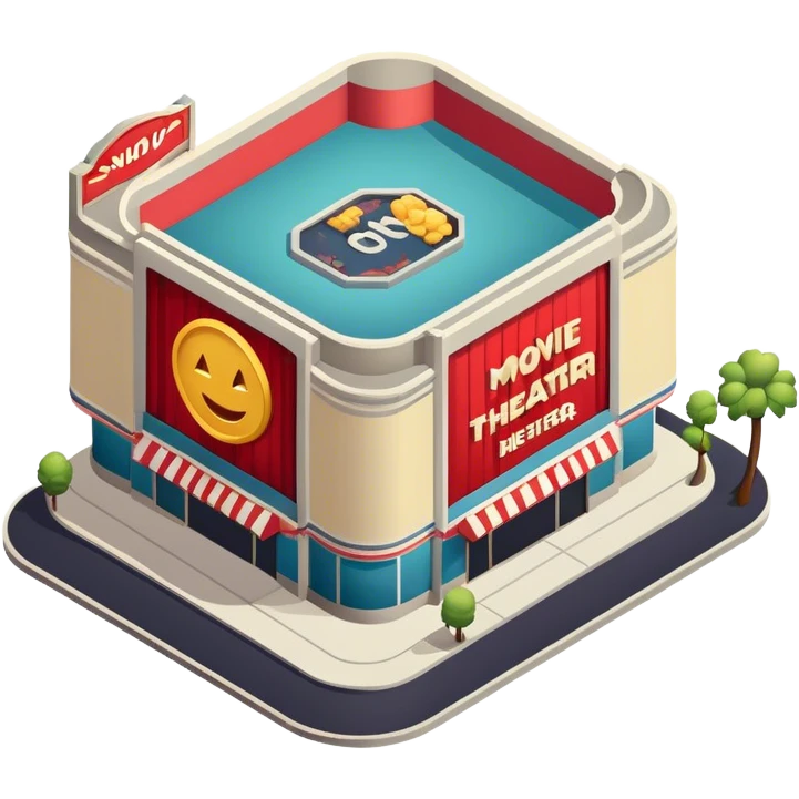 modern movie theater exterior isometric emoji