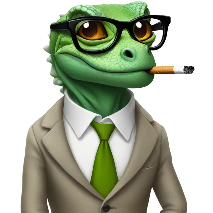 Lizard wearing glasses smoking  emoji