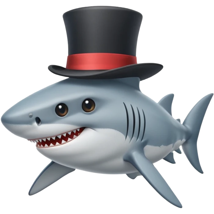 shark with a tilted top hat emoji