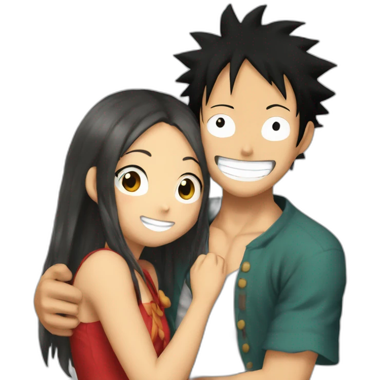 Boa hancoke and luffy hug emoji