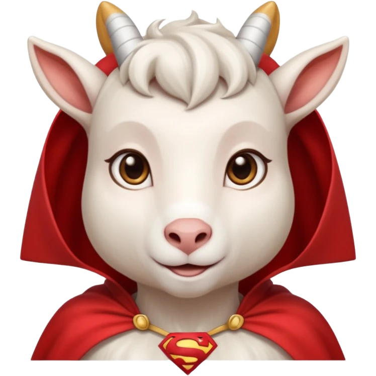 white female goat wearing a read cape like superman emoji