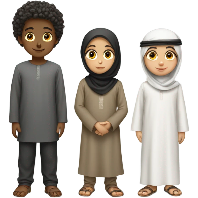3 arabic children standing together emoji
