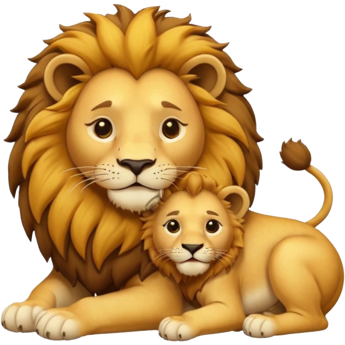 lion with a  cub playing gif emoji
