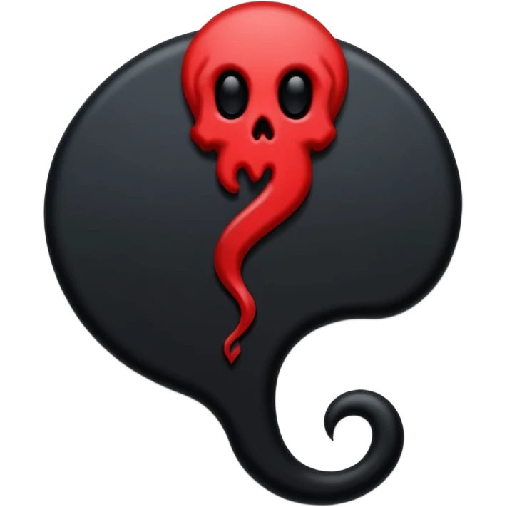 iOS sticker, dark mark, black shape, red dot, minimal emoji