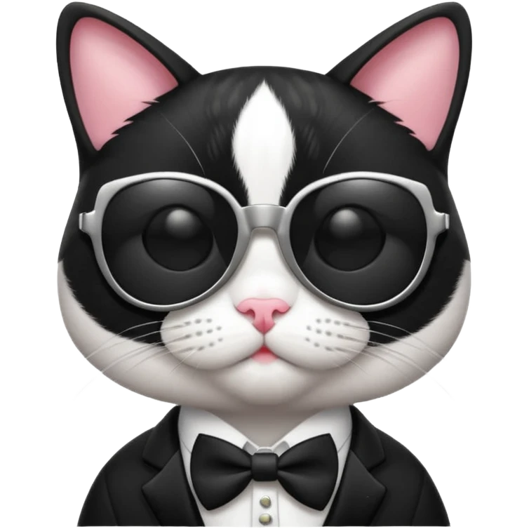 Tuxedo cat wearing sunglasses emoji