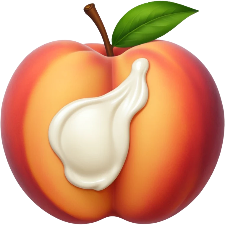 White cream drenched on a peach on a black couch emoji