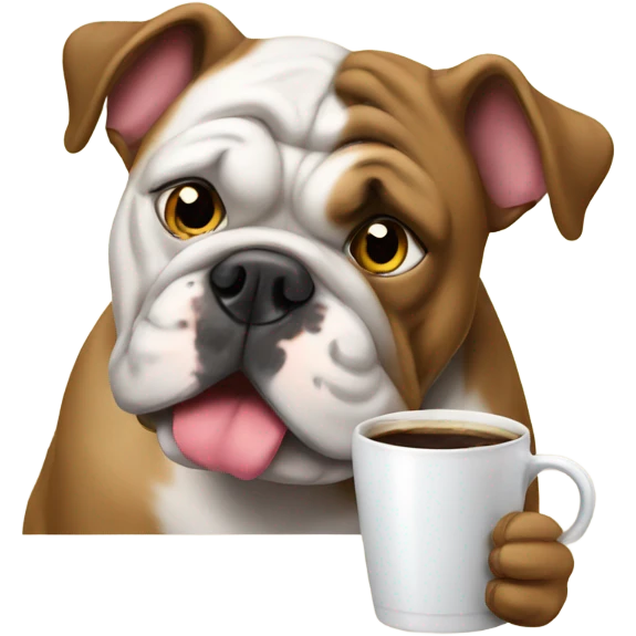 Bulldog drinking cofe  emoji