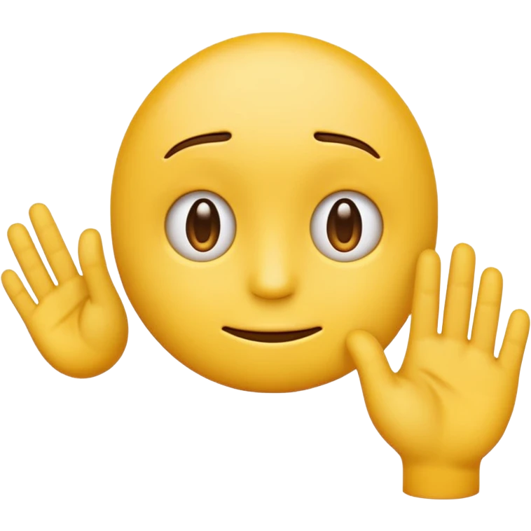 A straight face emoji with a slight look of disgust, a horizontal hand where the neck would be. All yellow. It should be a normal emoji with no body parts except the floating hand. One hand. emoji