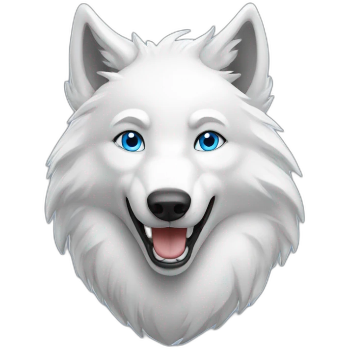 Happy White Wolf blue eyes short hairs emoji