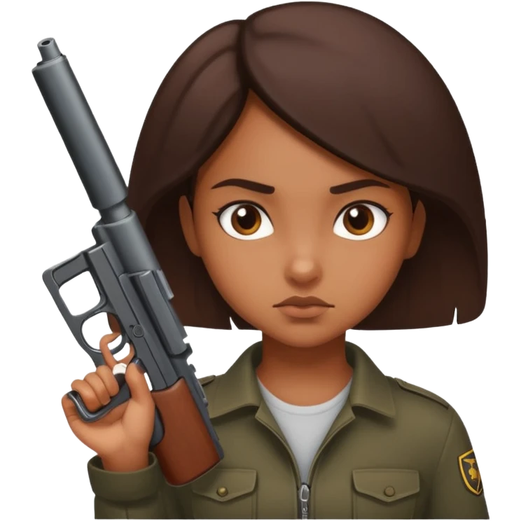 brown crazy girl with gun  emoji