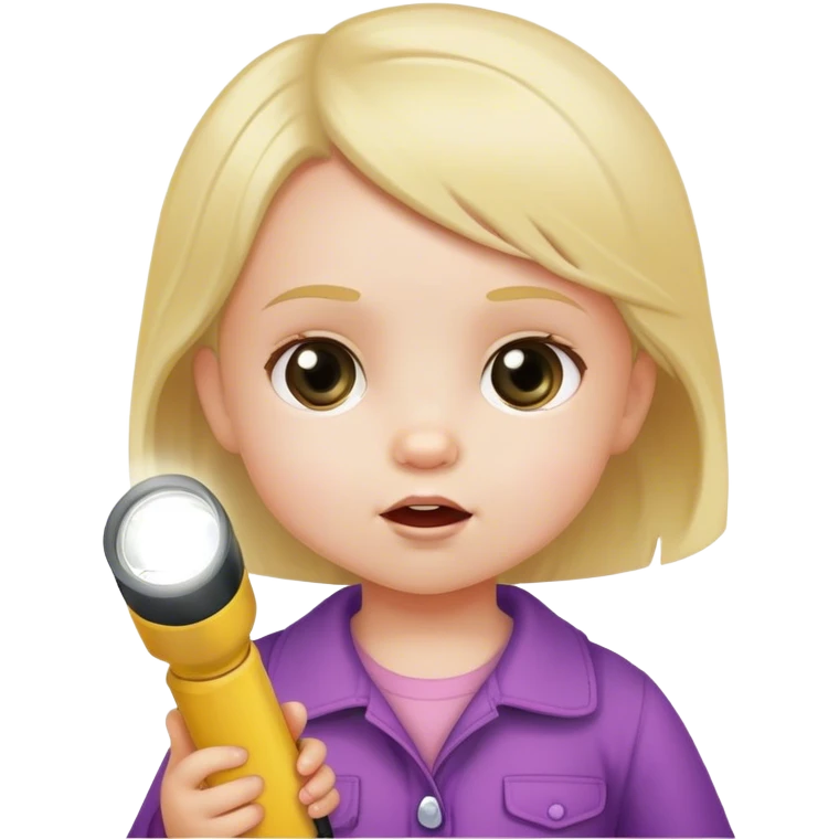 toddler girl with a flashlight emoji