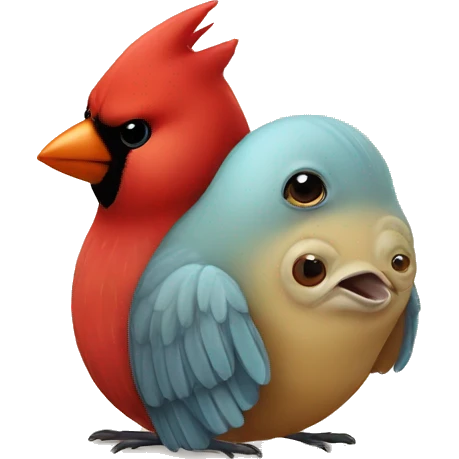 Cute cardinal cuddles cute slug emoji
